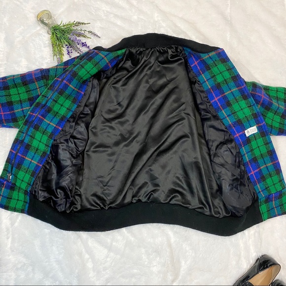 VINTAGE One of a Kind Plaid Wool Bomber Jacket - Picture 6 of 9
